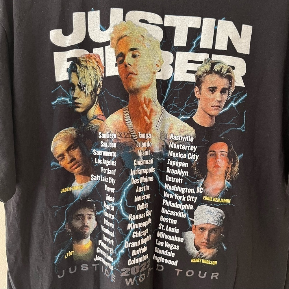 Women's Justin Bieber Justice World Tour 2022 Concert T Shirt Sz Large - Picture 4 of 5